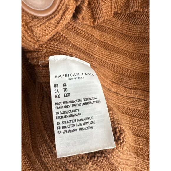 American Eagle Womens Ribbed Cropped Cardigan Sweater size XL Brown - Picture 4 of 4
